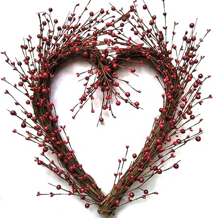 Buy Rustic Twig Red Berry Heart Wreath 20 Inches Pip Berries