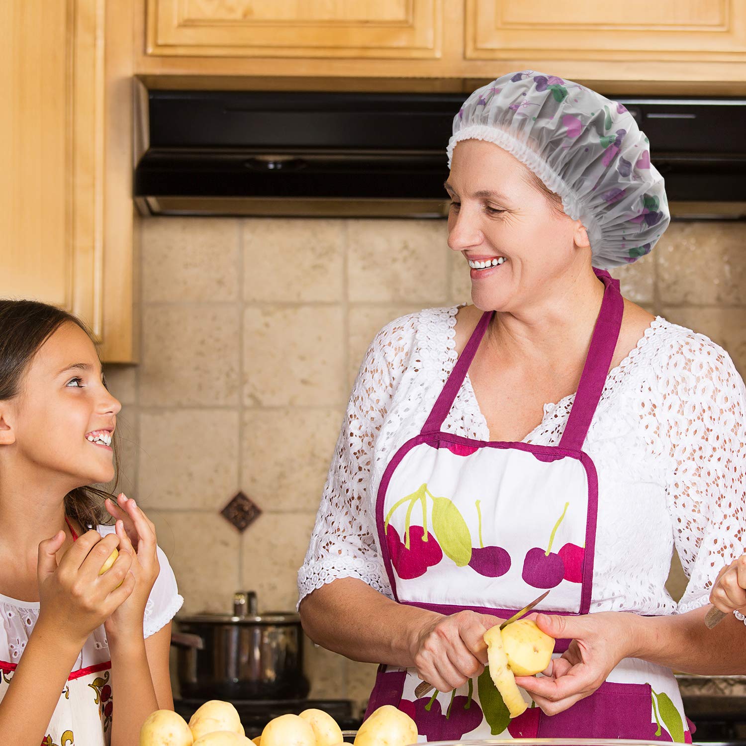 EAONE Reusable Shower Cap for Women 10 Pieces, Plastic Waterproof Bathing Caps Showering Caps for Mother’S Day, Spa, Home Use, Travel, Salon : Beauty