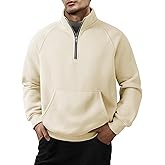 JMIERR Men's Fleece Quarter Zip Pullover Sweater Casual Cotton Fall Winter Family Outfit Warm Mock Neck with Pockets