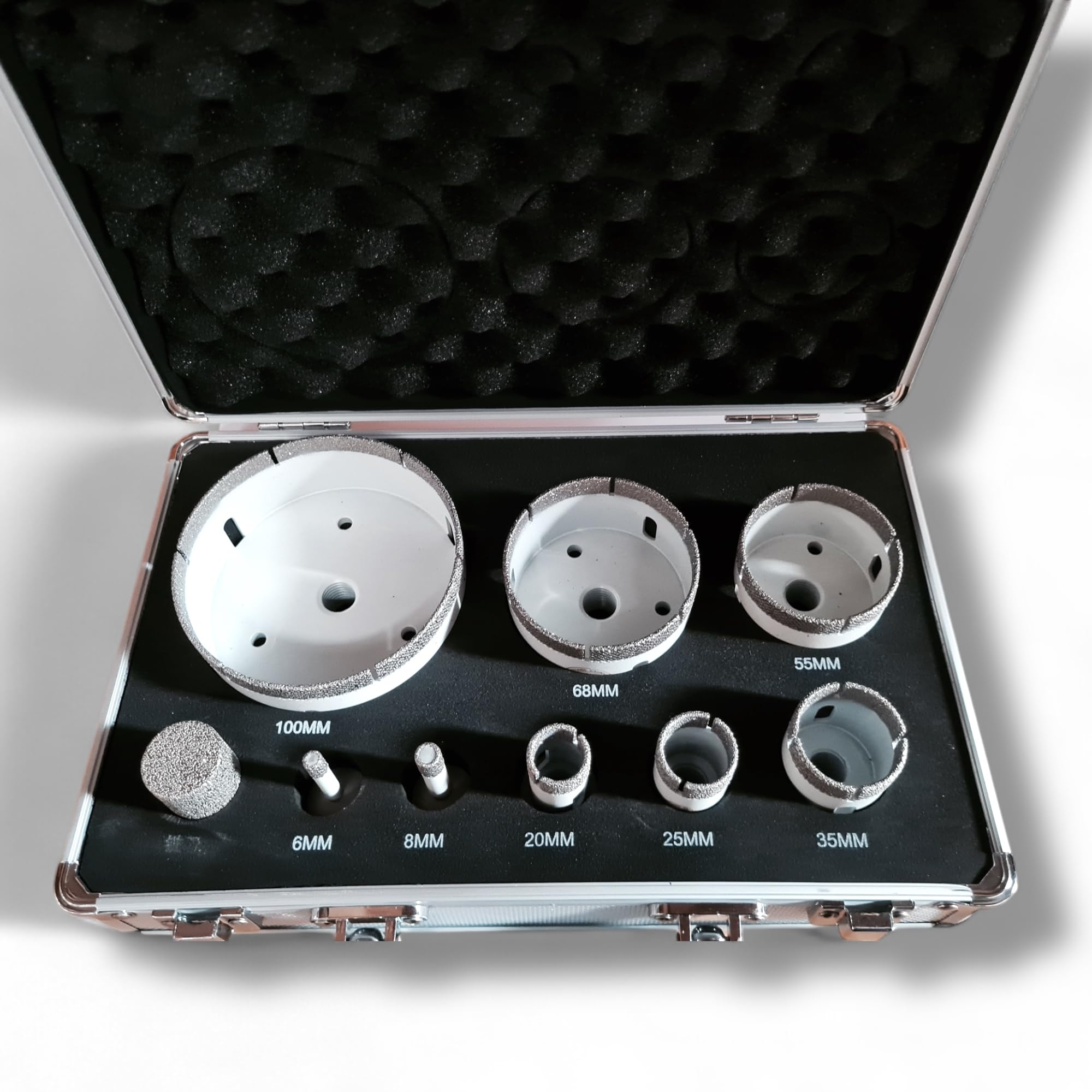 Diamond Hole Saw Set 20–100 mm for Tiles, Porcelain, Marble & Granite – Professional Drill Bits in Carry Case – Outillage Carreleur 2.0