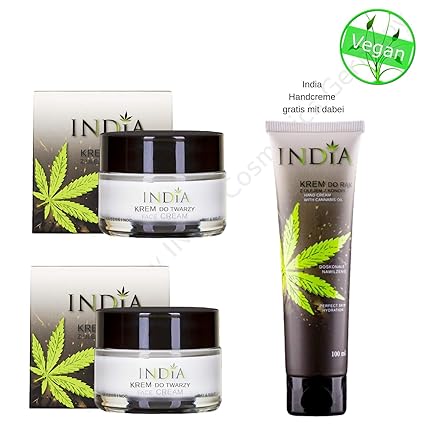 Gesichtscreme Doppelpack mit Bio Cannabis Öl in veganer Premiumqualität. Tag & Nacht. Hanfcreme, feuchtigkeitsspendend bei tr