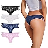 Svmer Sexy Underwear for Women Cute Lace Cheeky Bikini Panties Pack for Ladies Low Rise Undies