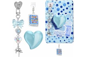 ANKUAITIAN Books Theme Charms Set for Kindle,Including Dust Plug Charm Type C/USB C,Heart Grip Holder, Bow Keychain Accessories,Compatible for Kindle Paperwhite 11th 12th Generation (Blue)