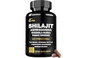 DLNIA 8-in-1 Shilajit for Men & Women with Ashwaganda Himalayan Organic Supplement with Rhodiola Rosea, Ginseng, Turmeric, Mushroom, for Immune Support, Energy, Calm, Focus, Clarity, Sleep, Cortisol