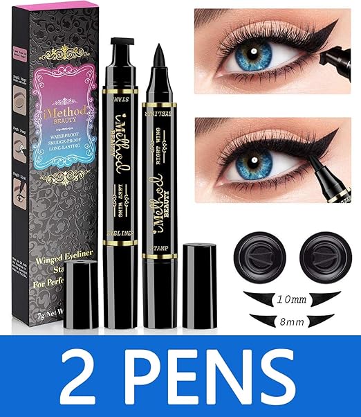 iMethod Wing Eyeliner Stamp - 2 Pens Left & Right Dual Ended Liquid Winged Eye Liner Pen, Perfect Winged Cat Eye Look, Waterproof, Smudgeproof and Sweatproof, Vamp Style Wing, No Dipping Required best eyeshadow stamp