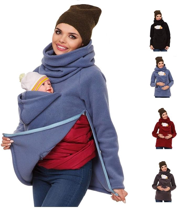 Fashionable Functional Kangaroo Sweater Baby Carrier Removable Hood