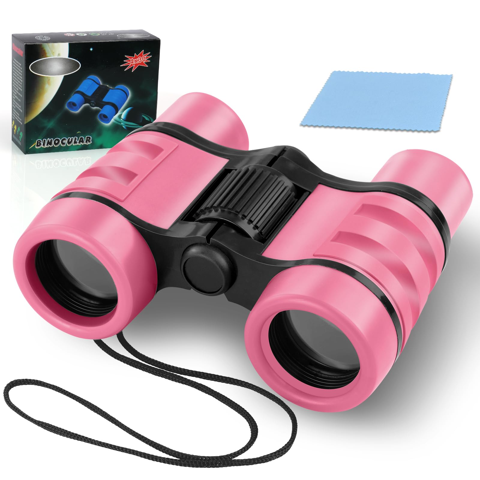 OSDUE Kids Telescope Outdoor Toys, 4x30 High Resolution Binoculars for Kids' Educational Learning & Sports, Gifts for Age 3-12 Boys & Girls (Pink)