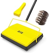 JEHONN Carpet Sweeper Manual with Horsehair Dual Rollers Yellow