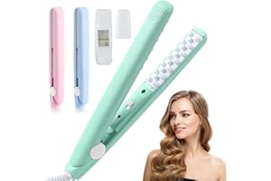 EMIBROF Mini Dual Purpose Curling Iron, Portable Mini Wave Hair Curling Iron Root Lifter and Volume Enhancer, Portable Travel Curlings Wand, 2 in 1 Minis Curlings Irons for Short and All Hair Types（Green）