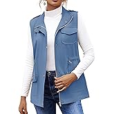 Beyove Womens Lightweight Sleeveless Military Anorak Cargo Vest No Hood