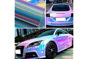 ASENDIWAY Holographic Rainbow Chrome Car Adhesive Vinyl Wrap Gloss Decal Sticker Film Sheet Air Bubble Free DIY Vinyl (White, 1ft x 4.5ft)