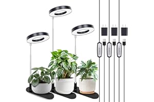 LORDEM Grow Light, 48 LEDs Plant Light for Indoor Plants, Full Spectrum Desk Grow Lamp with Automatic Timer for 4H/8H/12H, 4 Dimmable Levels, Height Adjustable 7.8"-26", Black, 3 Pack