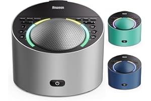 ANWOON White Noise Sound Machine & Soothing Light | Optional Expan. Aroma Diffuser & Schumann Resonance (Add'l Purchase) | Premium Metal Shell with 50+ Sounds System for Sleep, Focus, Relax –Adults Kids Baby
