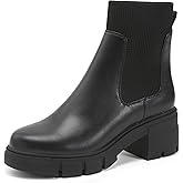 REDTOP Women's Elastic Chelsea Boots Chunky Block Heel Platform Lug Sole Ankle Booties