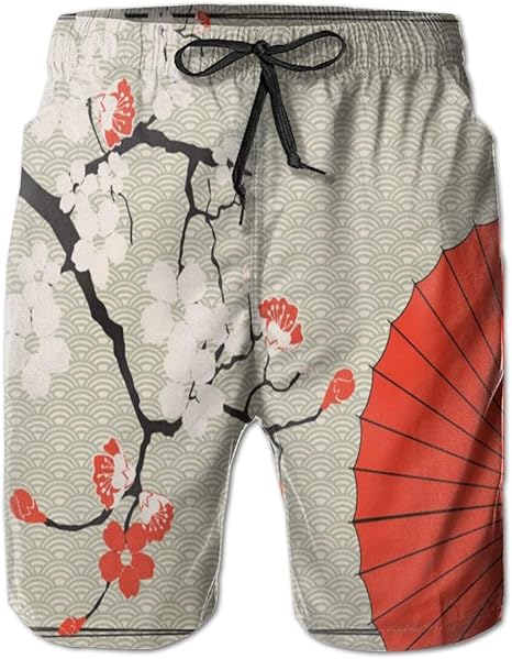 Wearibear Badehose, Vintage-Stil, japanischer Regenschirm, Kirschblüten