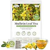 50 Organic Mullein Leaf Tea Bags for Lungs Cleanse and Respiratory Support, Herbal Detox Tea for Smokers, 100% Pure Natural Leaves, Caffeine Free, Non GMO