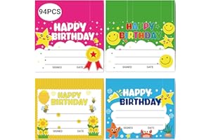 FANKYA 94 Pcs Student of Award Certificates End of School Year Superlatives Certificates Recognition Certificates of Achievement Graduation Birthday Certificates for Teacher Supplies (Happy Birthday)