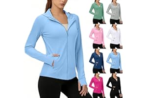 Sun Protection Clothing Women UPF 50+ Quick Dry Lightweight Hoodies Long Sleeve Zip Up Jackets Sun Tunic Blouses with Pockets