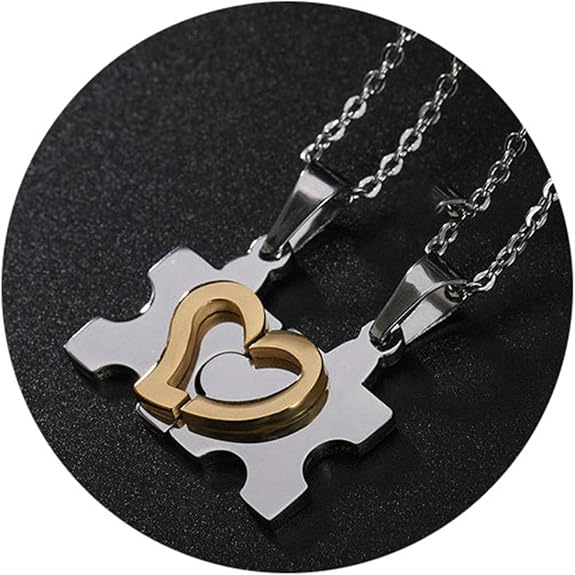 SonMo Halskette für Paare Puzzle Kettenanhänger Herren Kette Gothic Halskette