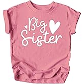 Olive Loves Apple Cursive Big Sister Hearts Sibling Reveal T-Shirt for Baby and Toddler Girls Sibling Outfits Mauve Shirt