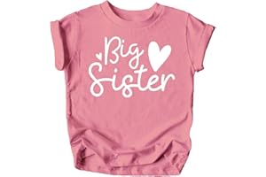 Olive Loves Apple Cursive Big Sister Hearts Sibling Reveal T-Shirt for Baby and Toddler Girls Sibling Outfits