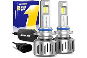 AUTOONE 9006 LED Light Bulbs, 80,000LM 10X Ultra Bright 6500K Cool White, 1:1 Halogen Mini Size HB4, 60,000Hrs Lifespan, Plug and Play Fog Light or Daytime Running Light, Pack of 2