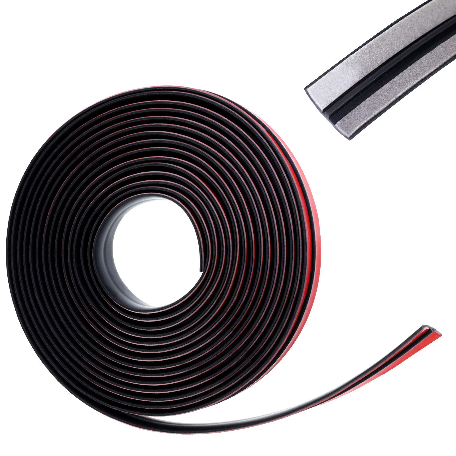Frienda T-Shape Car Windshield Weather Sealing Strip, EPDM Rubber, Black, 16ft x 0.75in