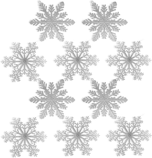 Amazon Com Banberry Designs Large Snowflakes Set Of 10 Silver