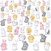 Blueweenly 70 Pcs Mini Rabbit Easter Resin Bunny Mini Bunny Figures Small Bunnies Tiny Animals Miniature Home Decor Garden Ornament for Easter Egg Fillers Cake Home Decor(Multicolor,Lively)