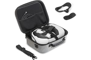 JSVER Hard Case for Meta/Oculus Quest 2 Carrying Case For Meta Quest 2 Accessories, Controllers, Battery, Elite Strap Includes Shoulder Strap, Silicone VR Face Mask, Lens Dustproof Cover (Gray)