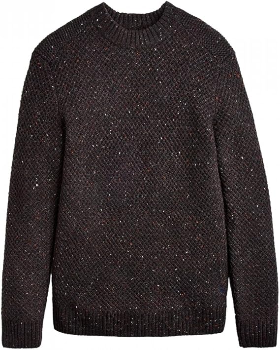 Joules Mens Shawfield Mens Crew Neck Flecked Jumper Bark Brown Fleck