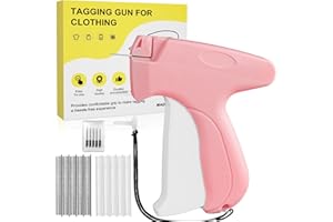 ECOIGY Stitch Gun,Tagging Gun for Clothing, Fine Stitch Mini Stitch Gun for Clothes,Quick Clothing Fixer,Hemming Sewing Tool Kit with 6 Needles,500 Black & 500 White 5mm Mini Fasteners (Pink)