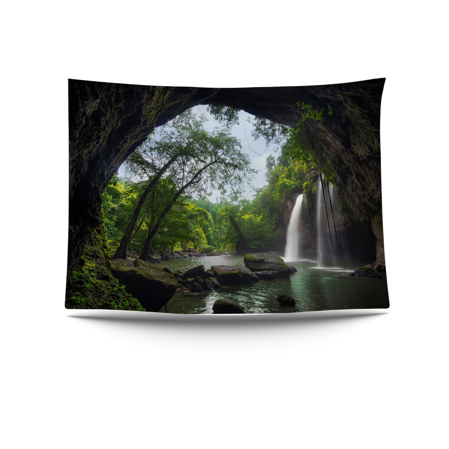 Ulticool Waterfall Trees Nature - Tapestry Poster - 200 x 150 cm - Garden Poster - Large Tapestry - Decoration Accessory for Garden and Living Room