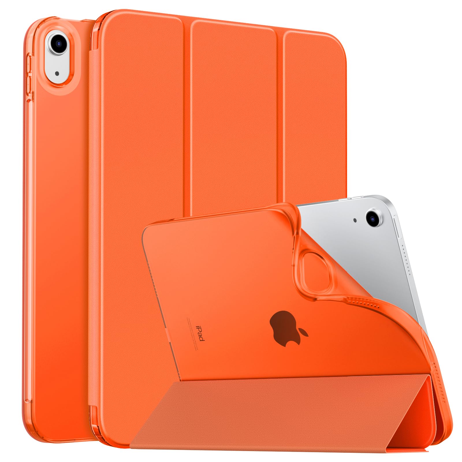 MoKo Case for New iPad (A16) 11th Generation 2025/10th Generation 2022, iPad 11 inch/10.9 inch Case with Soft TPU Translucent Frosted Back Cover,Auto Wake/Sleep,Support Touch ID,Orange — image 1