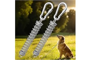 MOLANZ Dog Tie Out 2 Spring Heavy Duty Shock Absorber for 2 Dog Tie Out Stake & Cable Dog Run Spring Pole for Dual Dogs Buffe