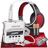 Tascam DR-10LW Portable Digital Recorder (White) Lavalier Mic 32GB Card Bundle