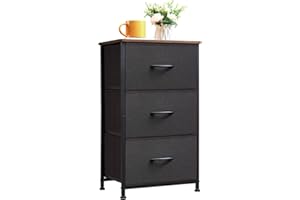 Somdot Small Dresser for Bedroom with 3 Drawers, Storage Chest of Drawers with Removable Fabric Bins for Closet Bedside Nursery Laundry Living Room Entryway Hallway, Black