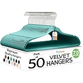 Techzoo 50 Pack New Premium Quality Velvet Hangers Ultra Thin Non Slip Adult Felt Space Saving Hangers for Closet Heavy Duty Coat Pants Dress Hangers 360° Swivel Hook Hold Upto 10 lbs Teal