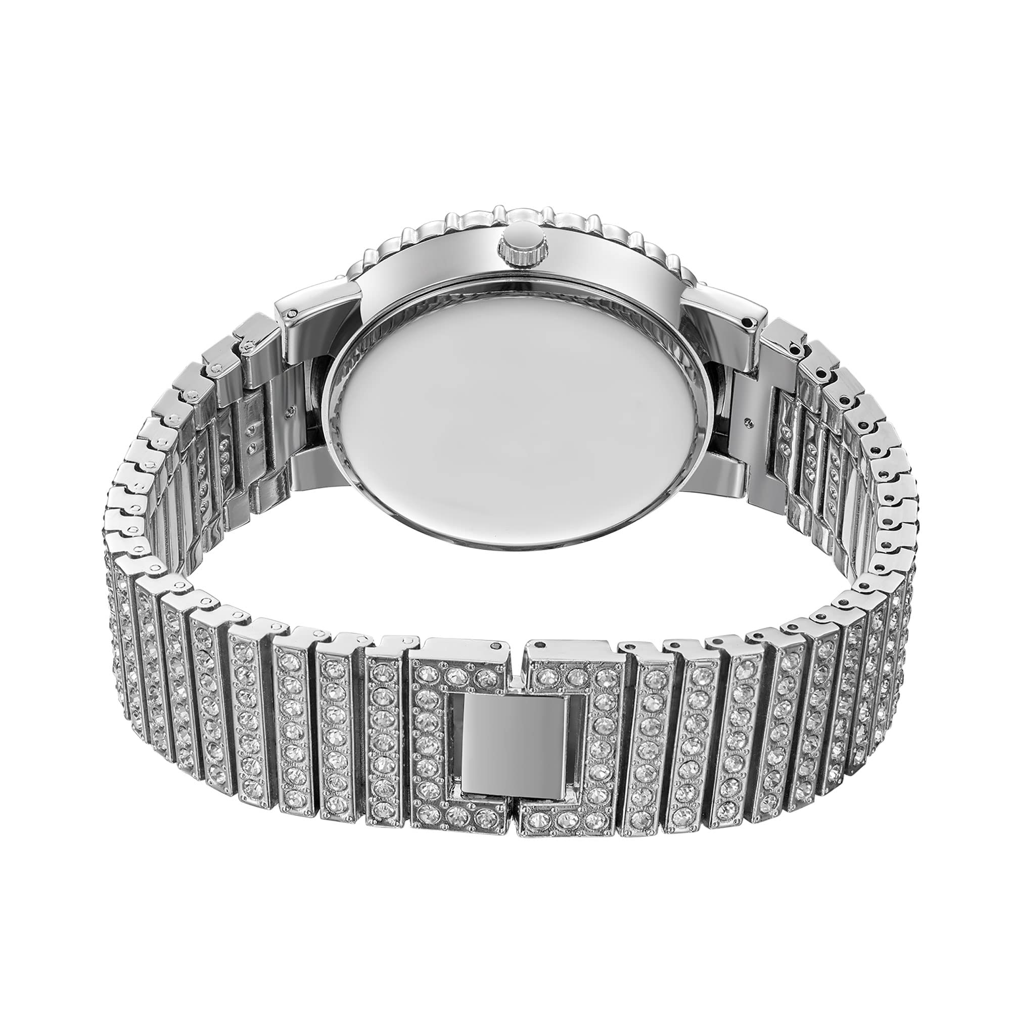 Men Diamond Watch Full Iced Out Quartz Analog Watches for Men Bling Hip Hop Stainless Steel Day Date Waterproof