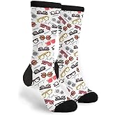 Retro Eyeglasses Casual Cool 3D Printed Crazy Funny Colorful Fancy Novelty Graphic Crew Tube Socks