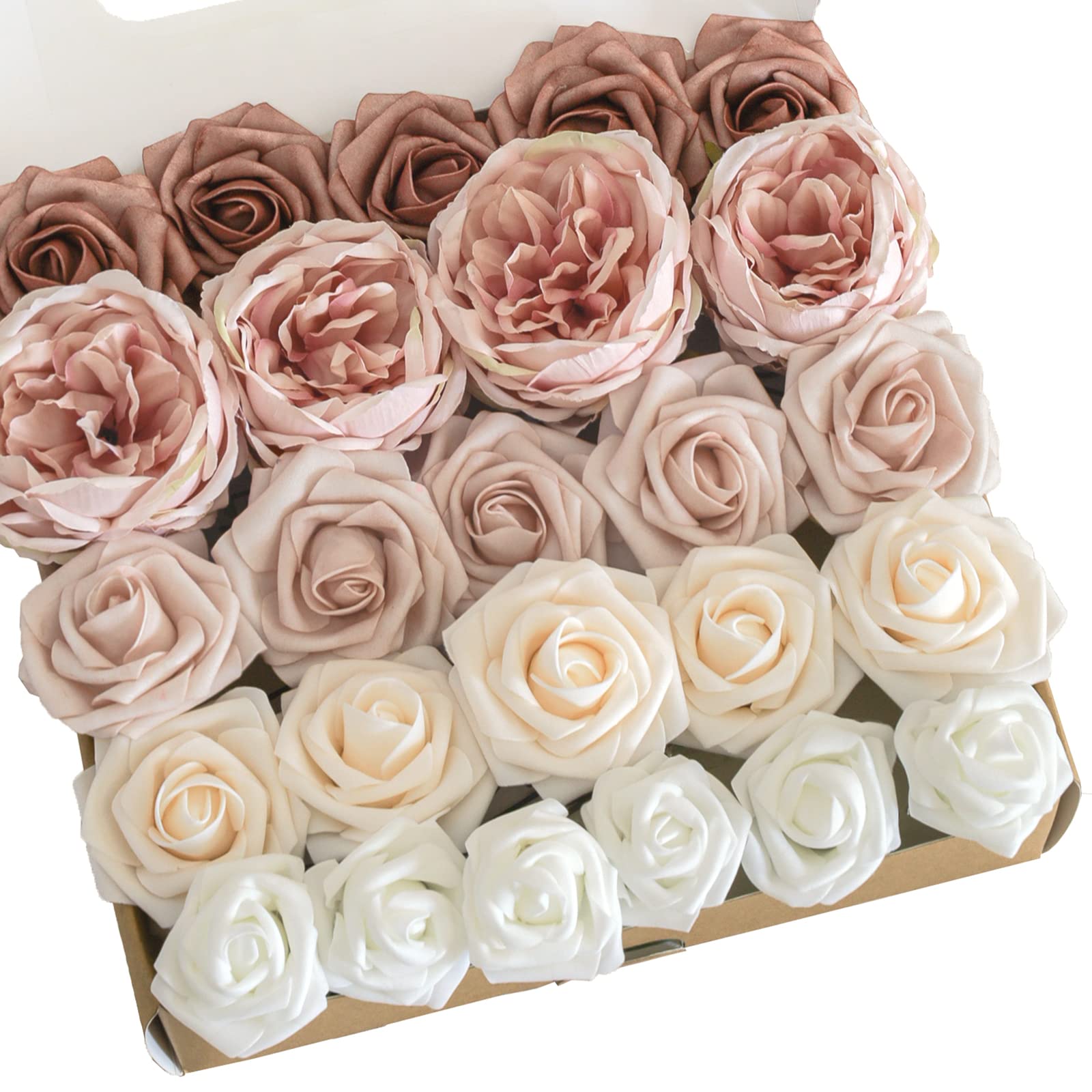 Photo 1 of Lookein Artificial Flowers Box Set 5 Style Flowers for DIY Wedding Decoration Bouquet Table Centerpieces Aisle Arch Flower Decoration Bridal Shower Party Home Decor, Garden Dusty Rose
