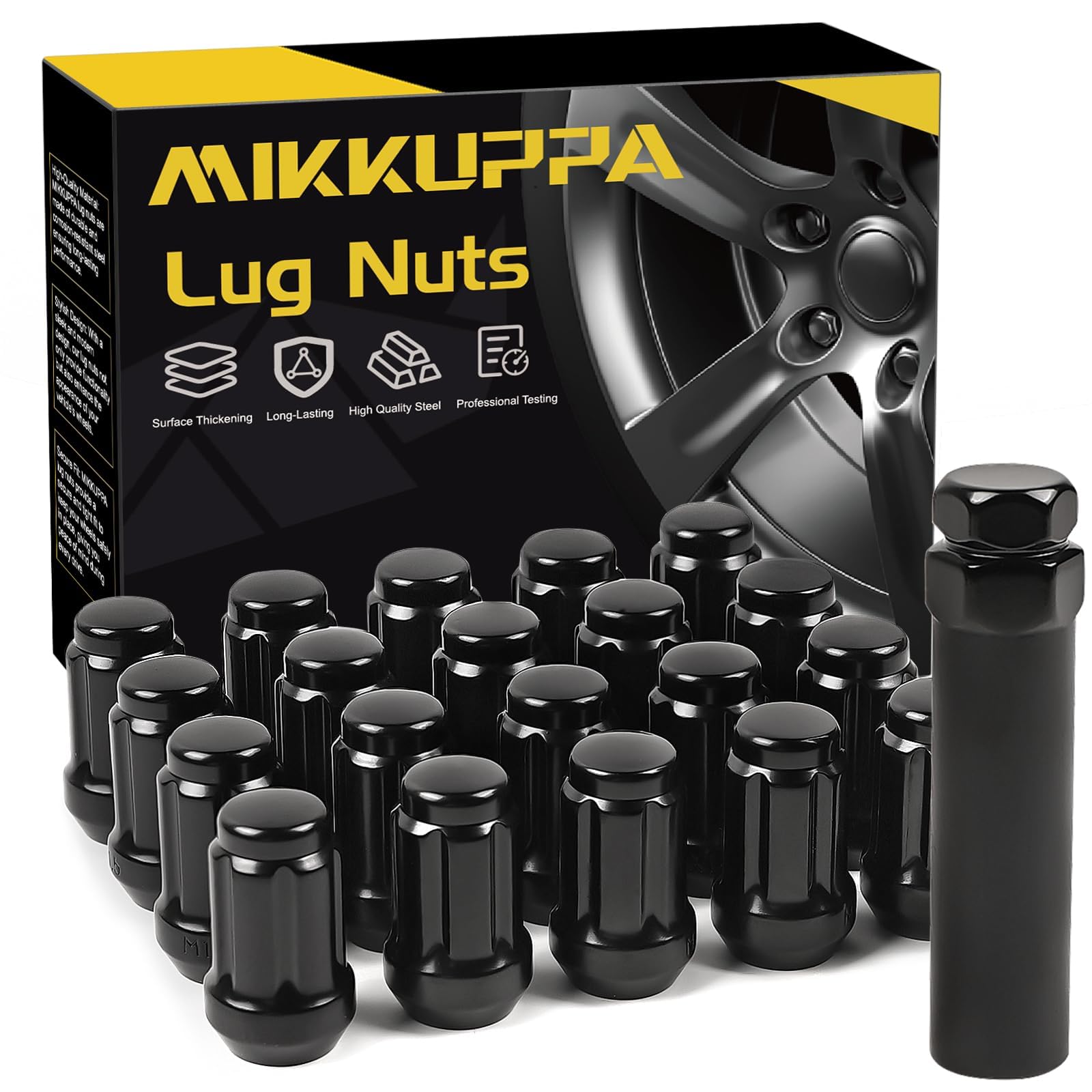 Photo 1 of MIKKUPPA M12x1.25 Lug Nuts - Replacement for 1993-2022 Nissan Altima, 1988-2022 Nissan Maxima, 1997-2023 Subaru Forester Aftermarket Wheel 20pcs Black Closed End Lug Nuts