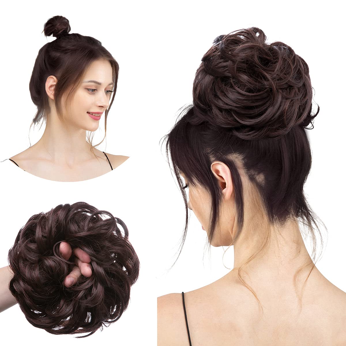 SARLA Messy Bun Hair Piece for Womens Synthetic Scrunchies Buns Extension Hairpieces Updo Pony Tail Chocolate Brown