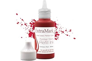 ExtraMark Premium Stamp Refill Ink for Self-Inking Stamps and Stamp Pads, 30 ml, Crimson Red Color Ink.