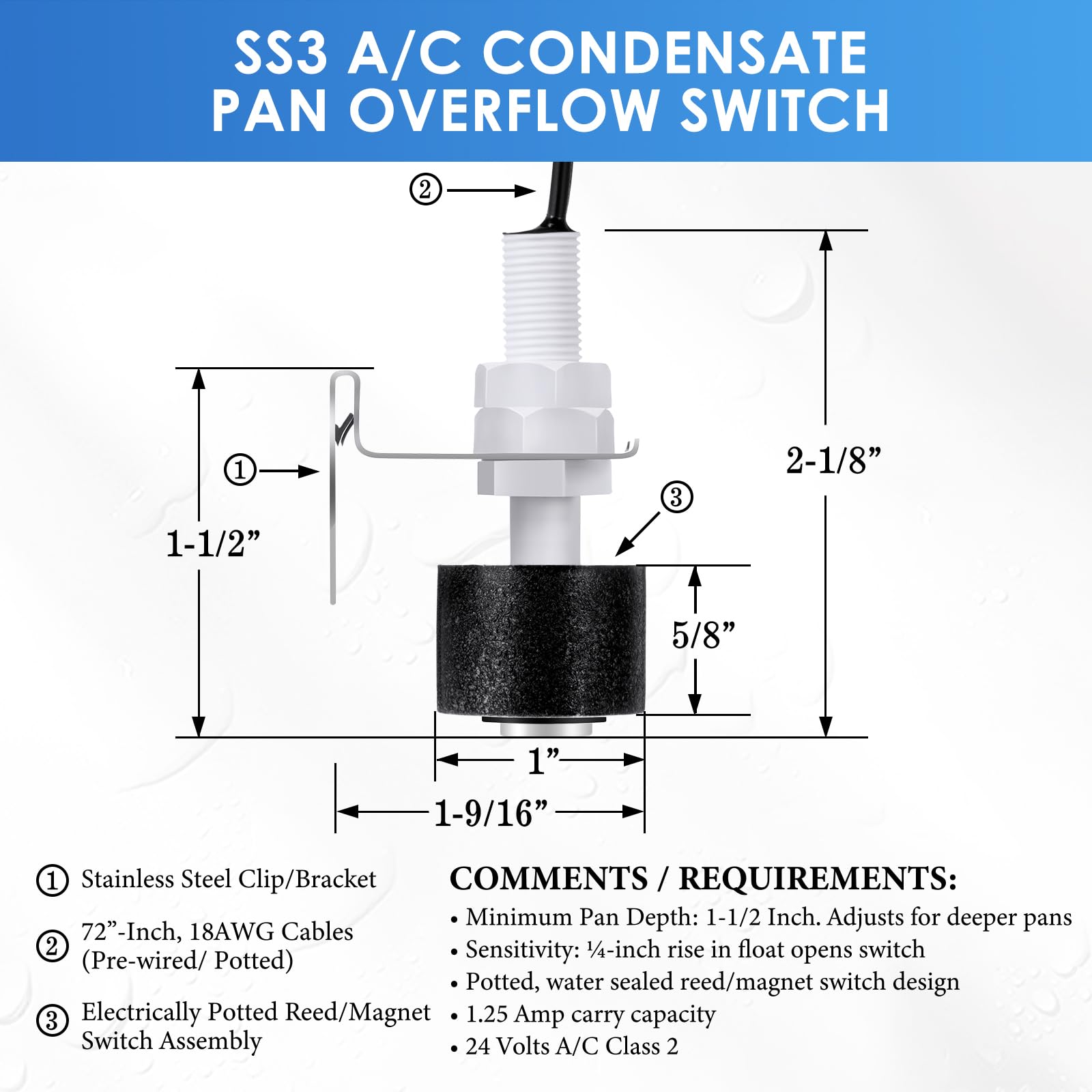 Mua Gulfmew 2 Pack SS3 Condensate Overflow Switch, SS3 Condensate Drain