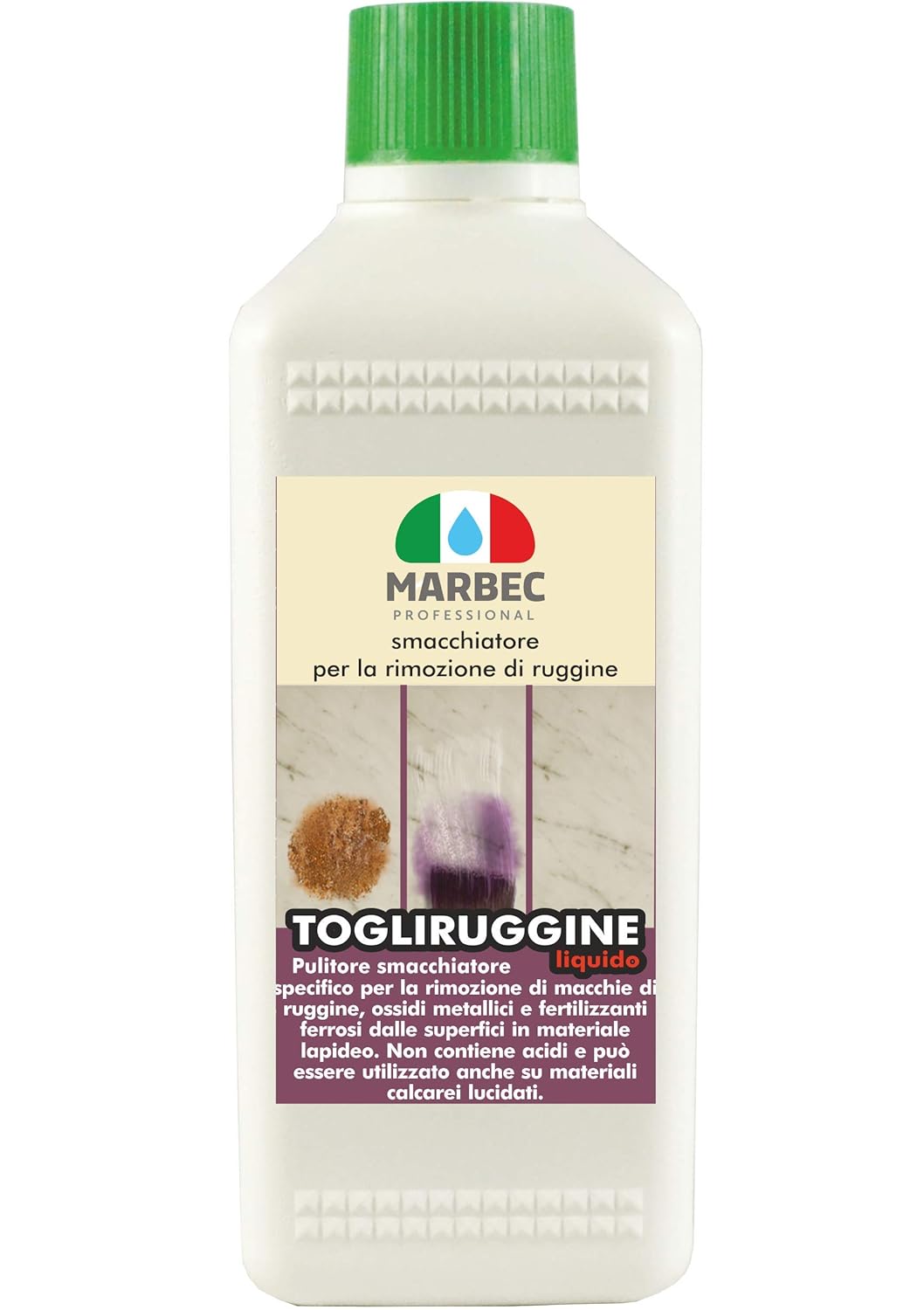 Marbec Togliruggine Liquido 500 Ml Smacchiatore Specifico Per La Rimozione Di Macchie Di Ruggine Ossidi Metallici E Fertilizzanti Ferrosi Da