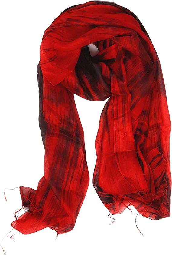 100 Silk Scarf Hand Painted Red and Black Amazon.co.uk Clothing