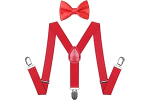 CHIYU-YANG Suspenders Bow Tie for Boys and Girls Strong Metal Clips Adjustable Design Elastic Suspender Classic Accessory Set
