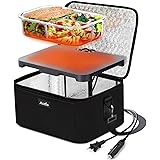 Aotto Portable Oven, 12V 24V 110V 3-in-1 Food Warmer and Heater, Mini Personal Electric Heated Lunch Box Warming Tote for Coo