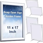 Blulu 4 Pcs 11 x 17 Inch Snap Frame Silver Front Load Easy to Open | Poster/Picture Open Sign Holder, Metal Snap Frame, Wall Mount or Tabletop